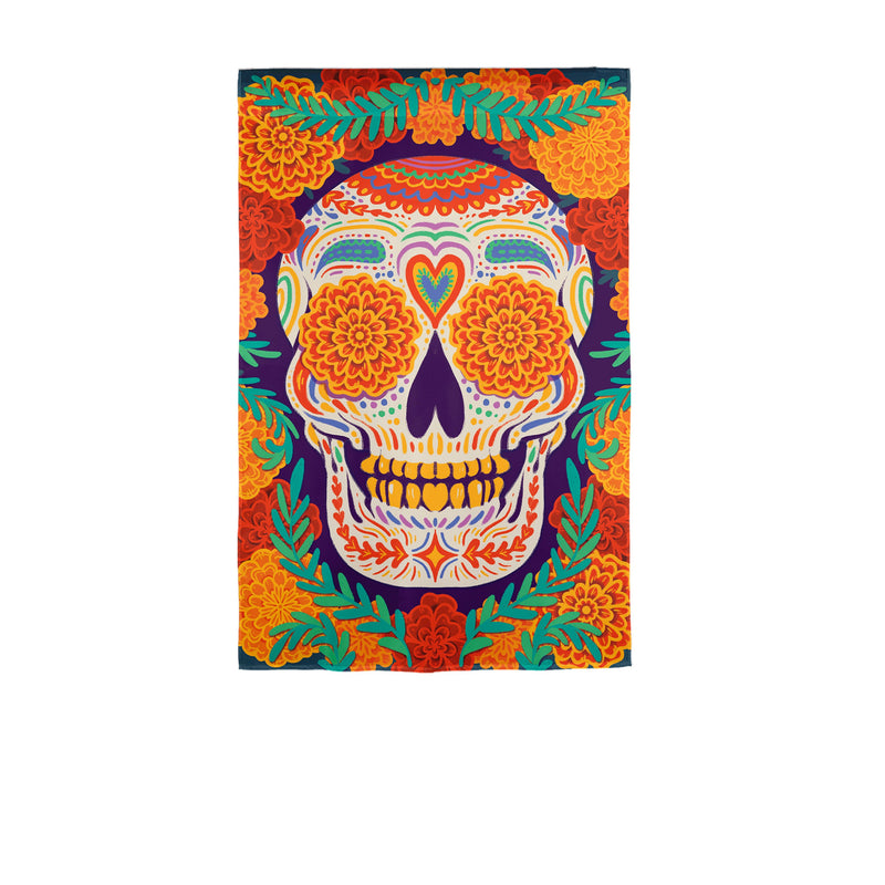 Evergreen Flag,Day of the Dead Skull Burlap Garden Flag,12.5x0.2x18 Inches