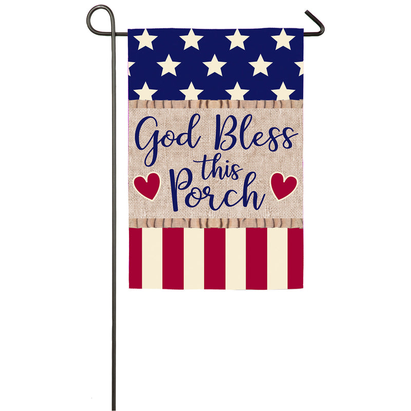 Evergreen Flag,God Bless this Porch Garden Burlap Flag,18x12.5x0.2 Inches