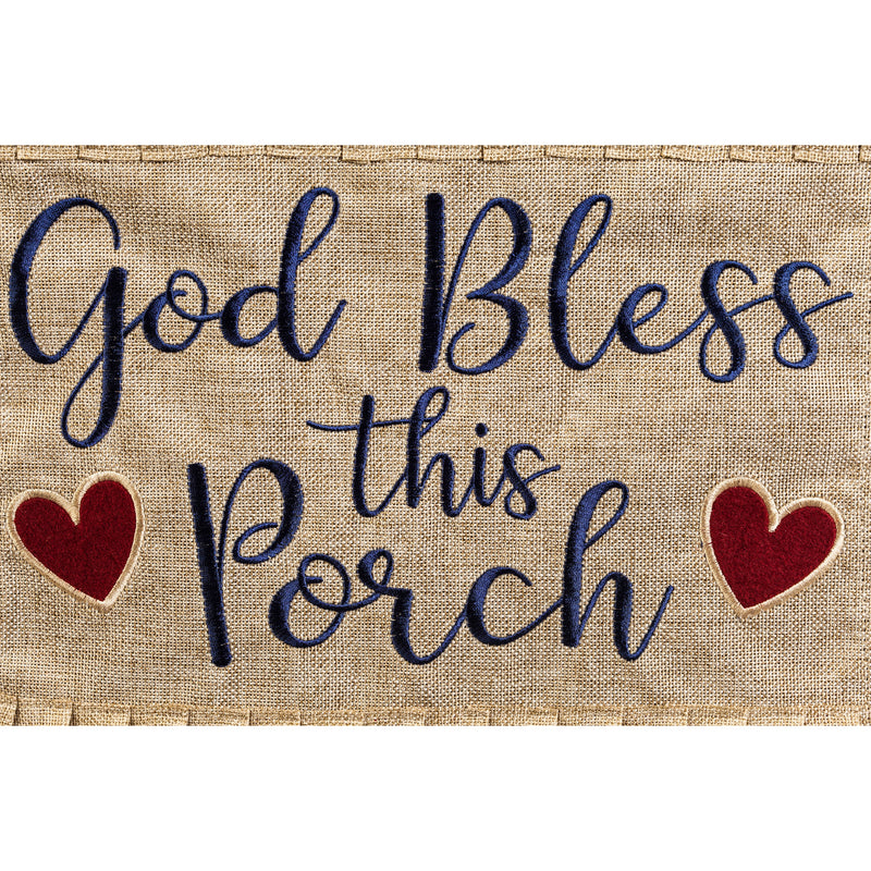 Evergreen Flag,God Bless this Porch Garden Burlap Flag,18x12.5x0.2 Inches