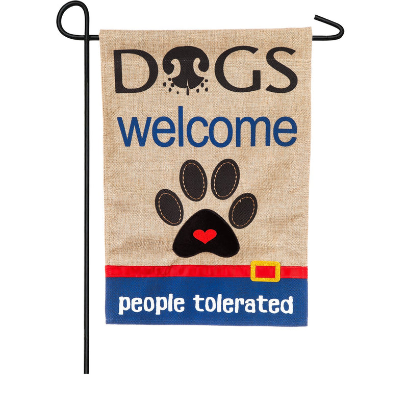 Dogs Welcome People Tolerated Garden Burlap Flag,14b8343