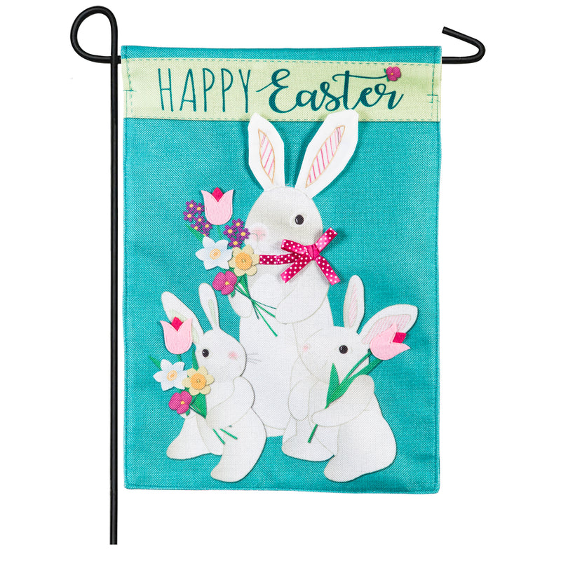 Evergreen Flag,Bunny Trio Garden Burlap Flag,12.5x0.2x18 Inches