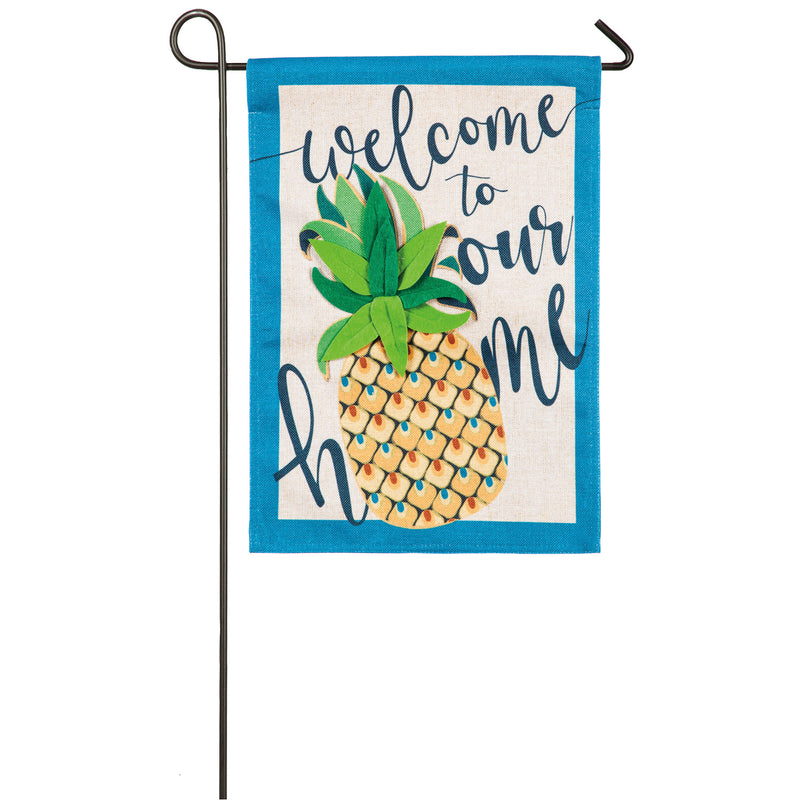 Evergreen Flag,Welcome to Our Home Pineapple Garden Burlap Flag,12.5x0.15x18 Inches