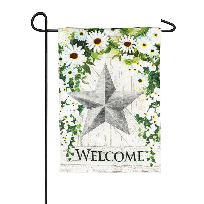 Galvanized Star Garden Burlap Flag, 18"x12.5"inches