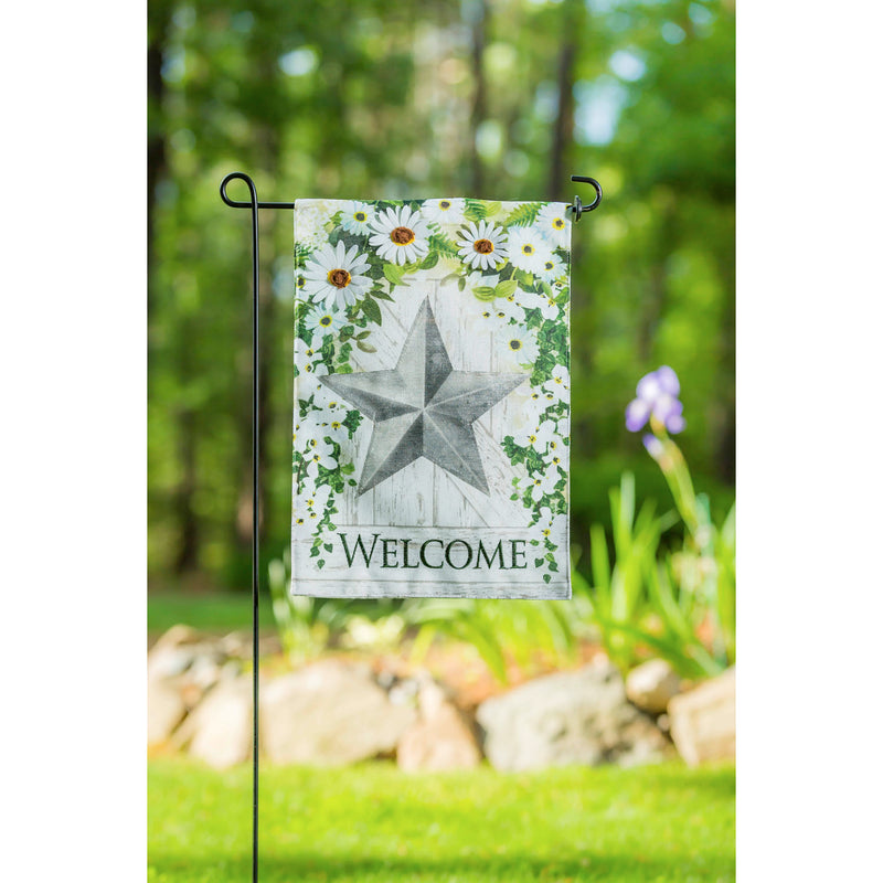 Galvanized Star Garden Burlap Flag, 18"x12.5"inches