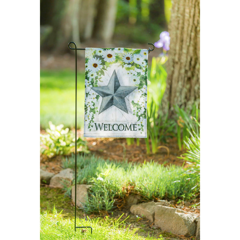 Galvanized Star Garden Burlap Flag, 18"x12.5"inches