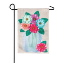 Polka Dot Floral Mason Jar Garden Burlap Flag,14b9042