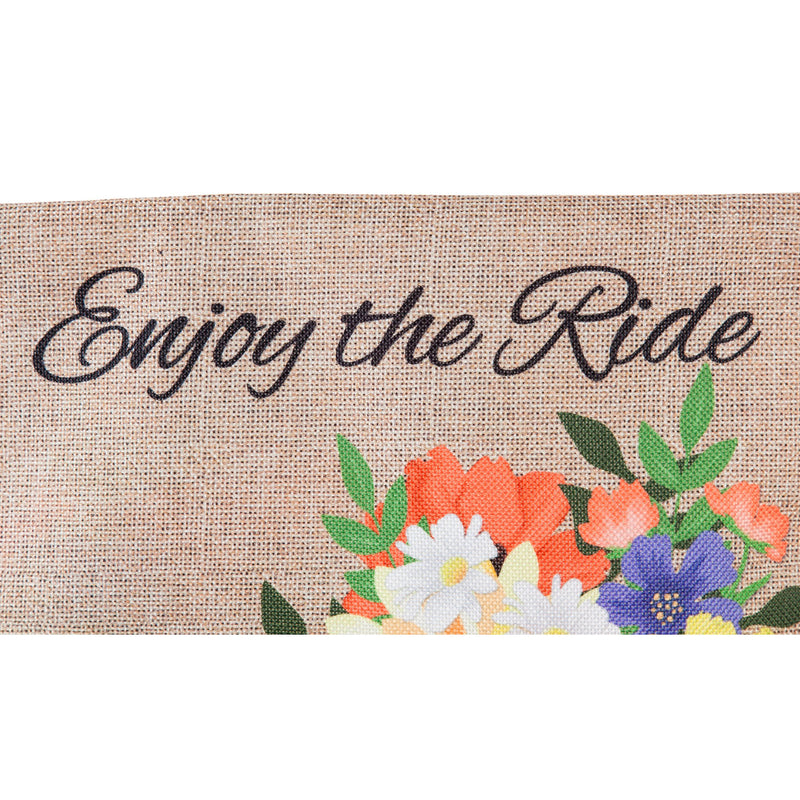 Evergreen Flag,Flower Basket Tricycle  Garden Burlap Flag,12.5x0.5x18 Inches