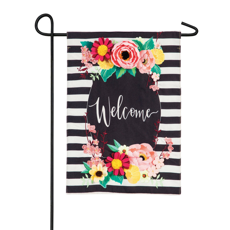 Evergreen Flag,Floral Swag Welcome Garden Burlap Flag,12.5x0.75x18 Inches