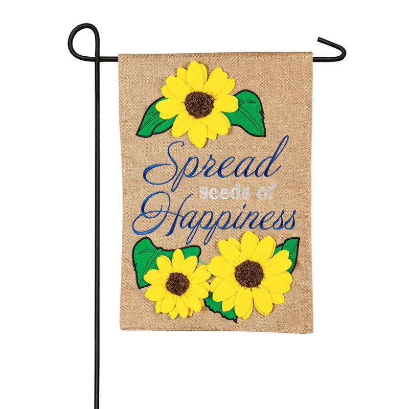 Evergreen Flag,Seeds of Happiness Garden Burlap Flag,12.5x0.2x18 Inches