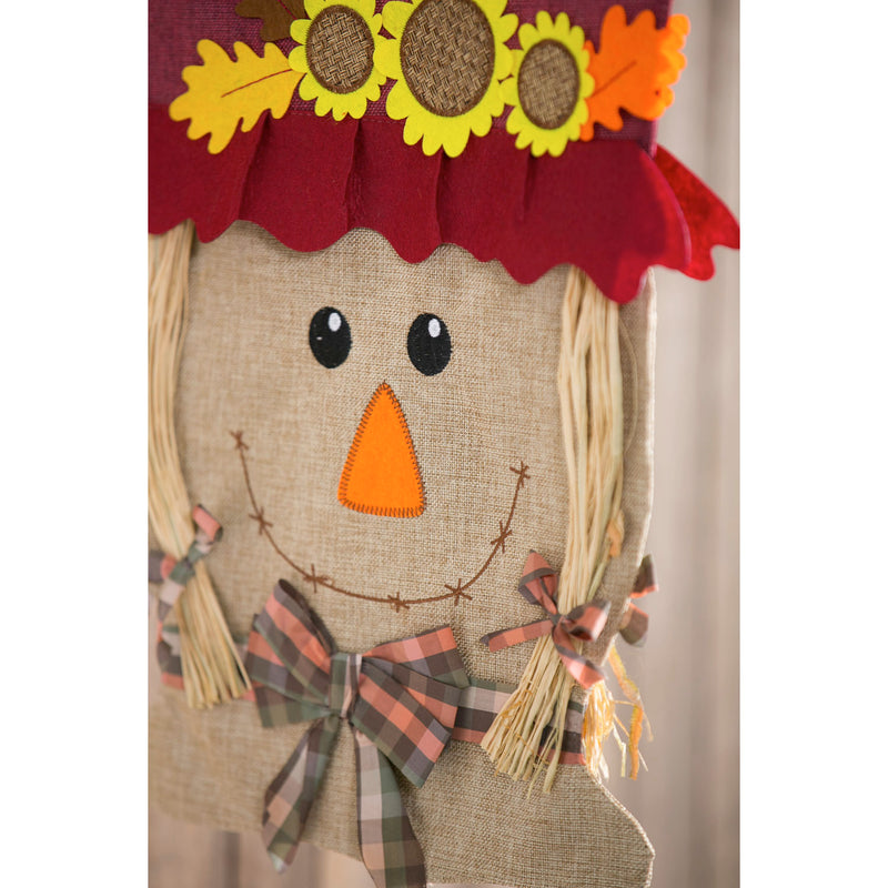 Evergreen Flag,Mrs. Scarecrow Garden Burlap Flag,12.5x0.25x18 Inches