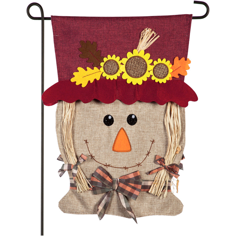 Evergreen Flag,Mrs. Scarecrow Garden Burlap Flag,12.5x0.25x18 Inches