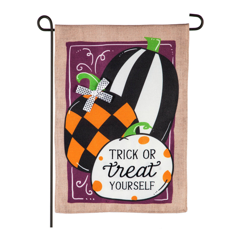 Evergreen Flag,Trick or Treat Yourself Garden Burlap Flag,12.5x0.2x18 Inches