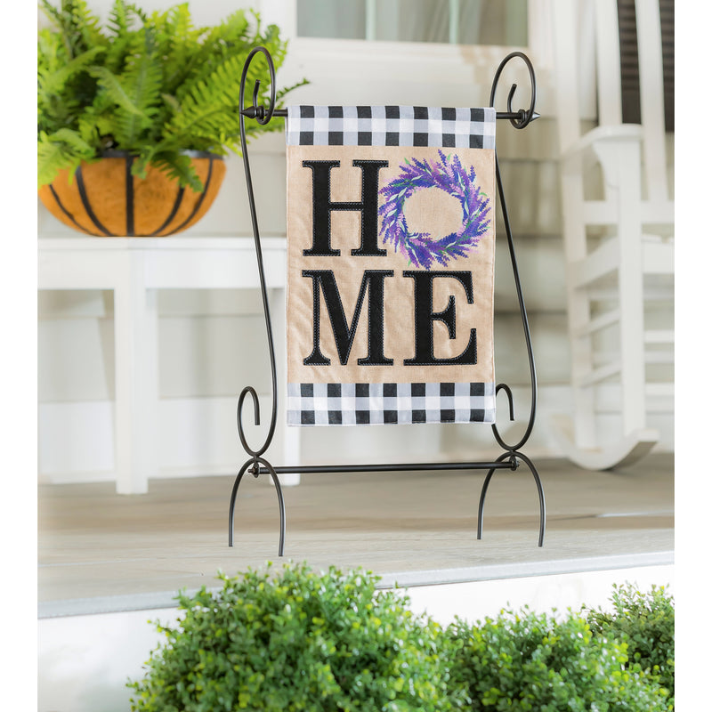 Evergreen Flag,HOME Lavender Wreath Garden Burlap Flag,18x12.5x0.2 Inches