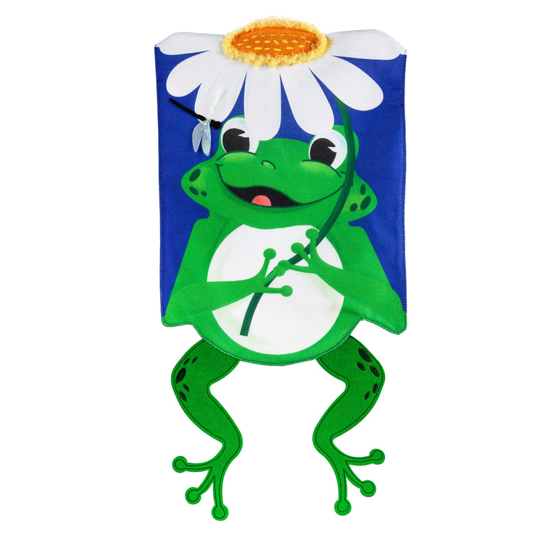 Evergreen Flag,Shaped Frog Garden Burlap Flag,18x12.5x0.2 Inches