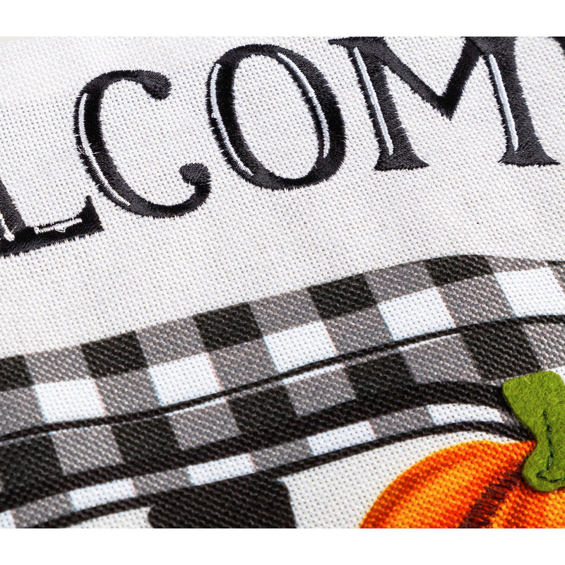 Pumpkin Plaid Truck Garden Burlap Flag,14b9900