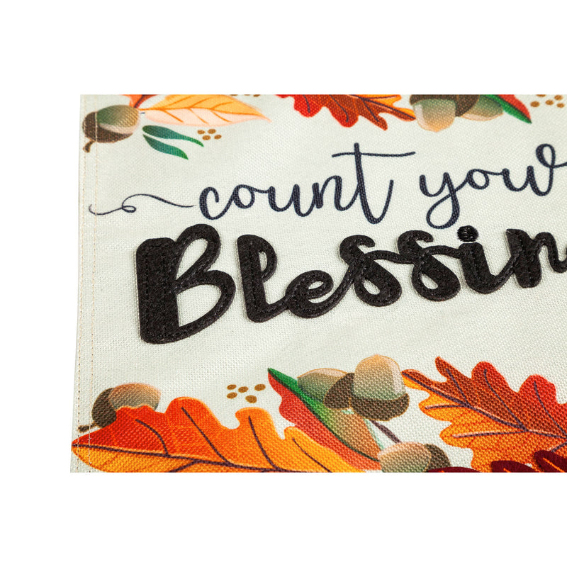Evergreen Flag,Count Your Blessings Garden Burlap Flag,12.5x18x0.2 Inches