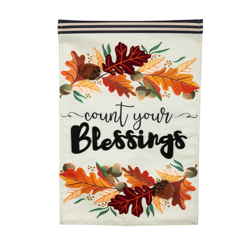 Evergreen Flag,Count Your Blessings Garden Burlap Flag,12.5x18x0.2 Inches