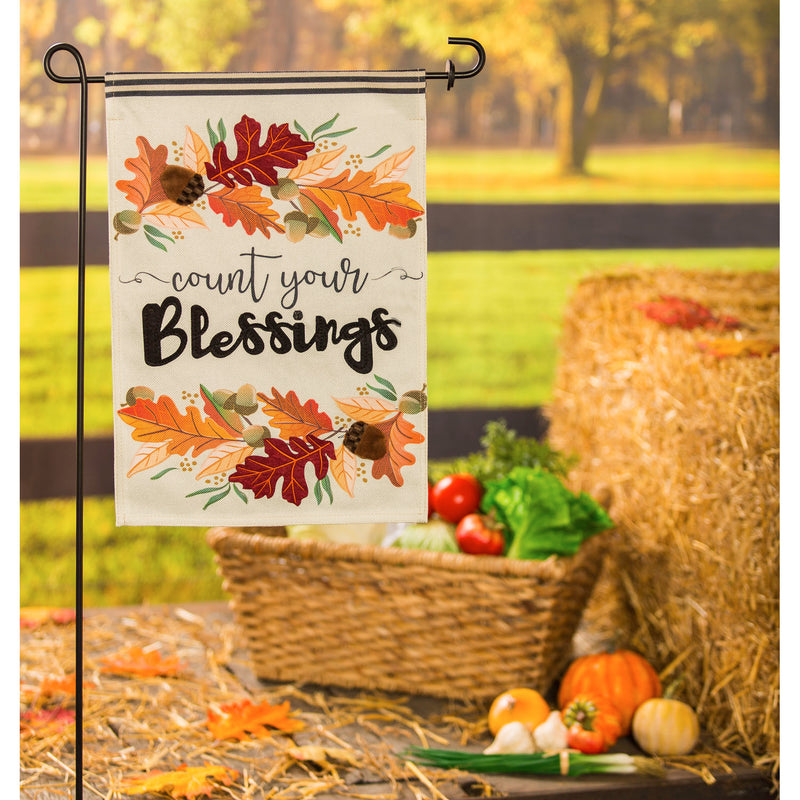 Evergreen Flag,Count Your Blessings Garden Burlap Flag,12.5x18x0.2 Inches