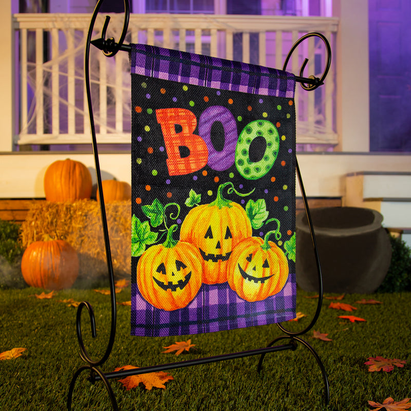 Evergreen Flag,Boo Jack-o-Lanterns Garden Textured Suede Flag,12.5x0.02x18 Inches