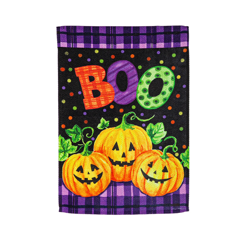 Evergreen Flag,Boo Jack-o-Lanterns Garden Textured Suede Flag,12.5x0.02x18 Inches