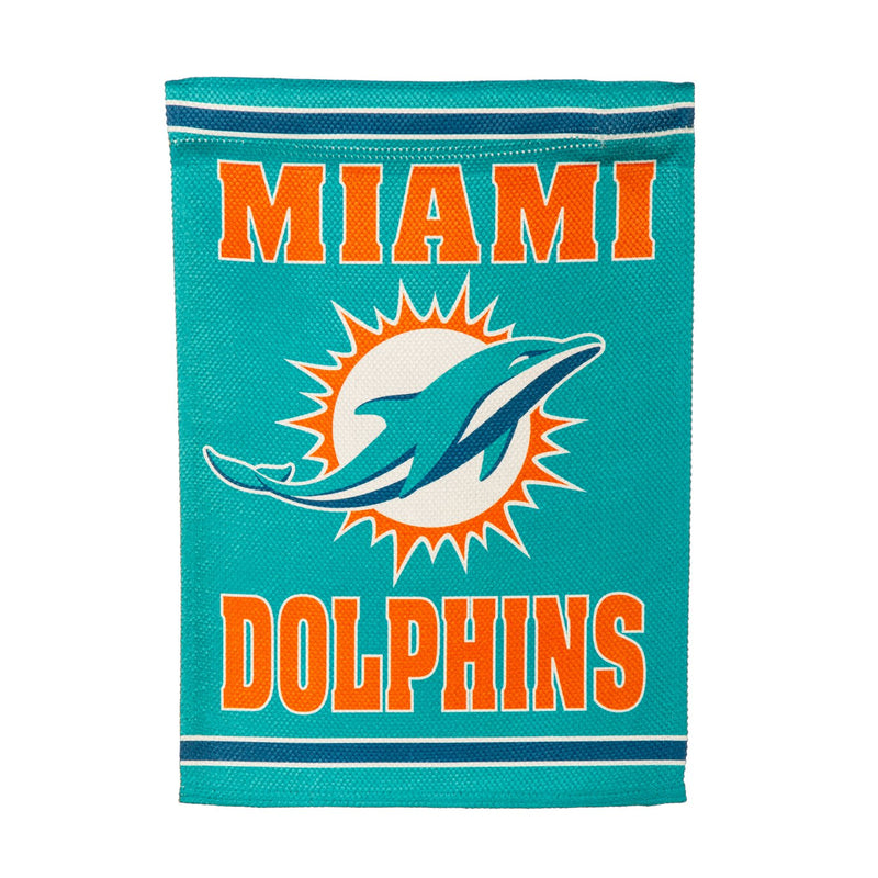 Evergreen Flag,Embossed Suede Flag, GDN Size, Miami Dolphins,12.5x0.2x18 Inches