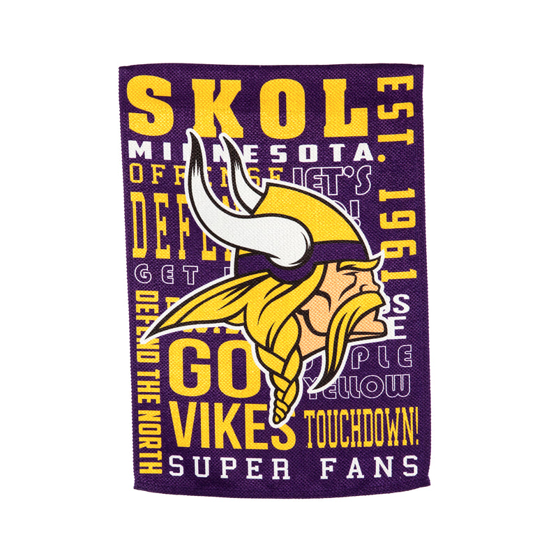 Evergreen Flag,Minnesota Vikings, Fan Rules ES Gar,12.5x18x0.1 Inches