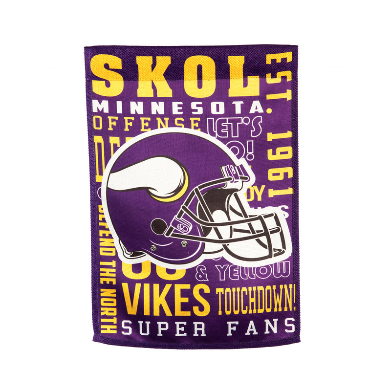 Evergreen Flag,Minnesota Vikings, Fan Rules ES Gar,12.5x18x0.1 Inches