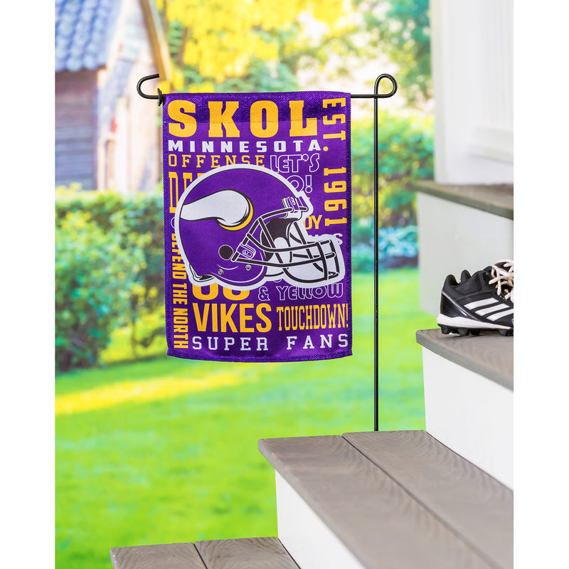 Evergreen Flag,Minnesota Vikings, Fan Rules ES Gar,12.5x18x0.1 Inches