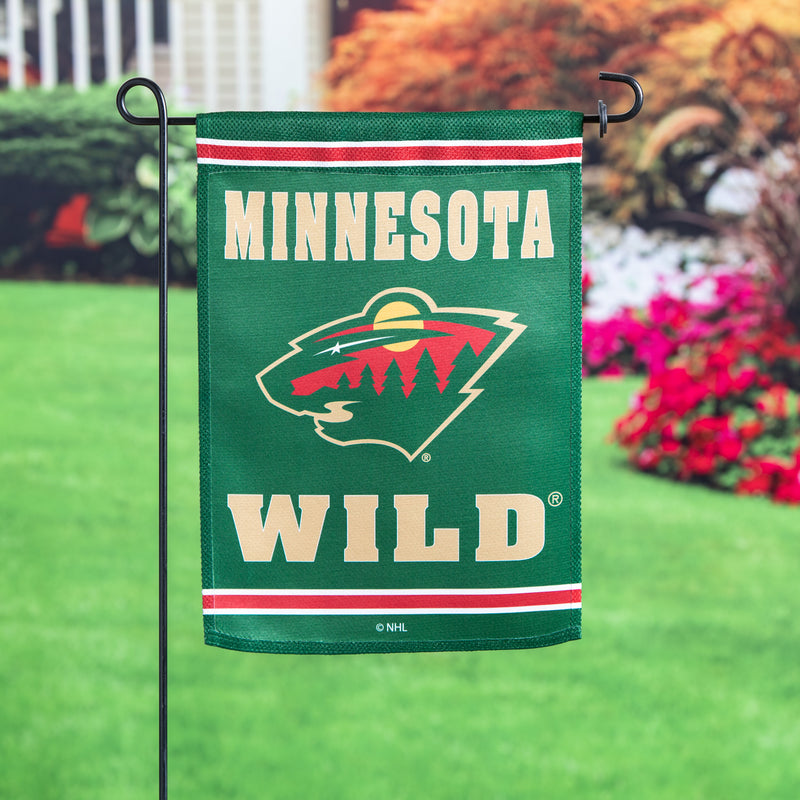 Evergreen Flag,Embossed Suede Flag, GDN Size, Minnesota Wild,12.5x0.2x18 Inches