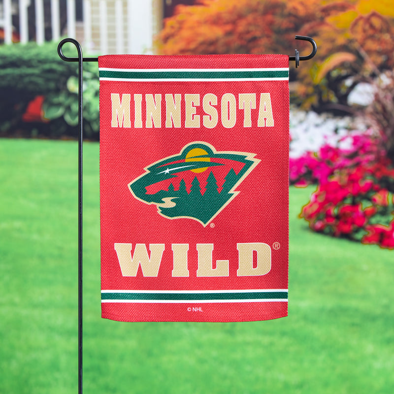 Evergreen Flag,Embossed Suede Flag, GDN Size, Minnesota Wild,12.5x0.2x18 Inches