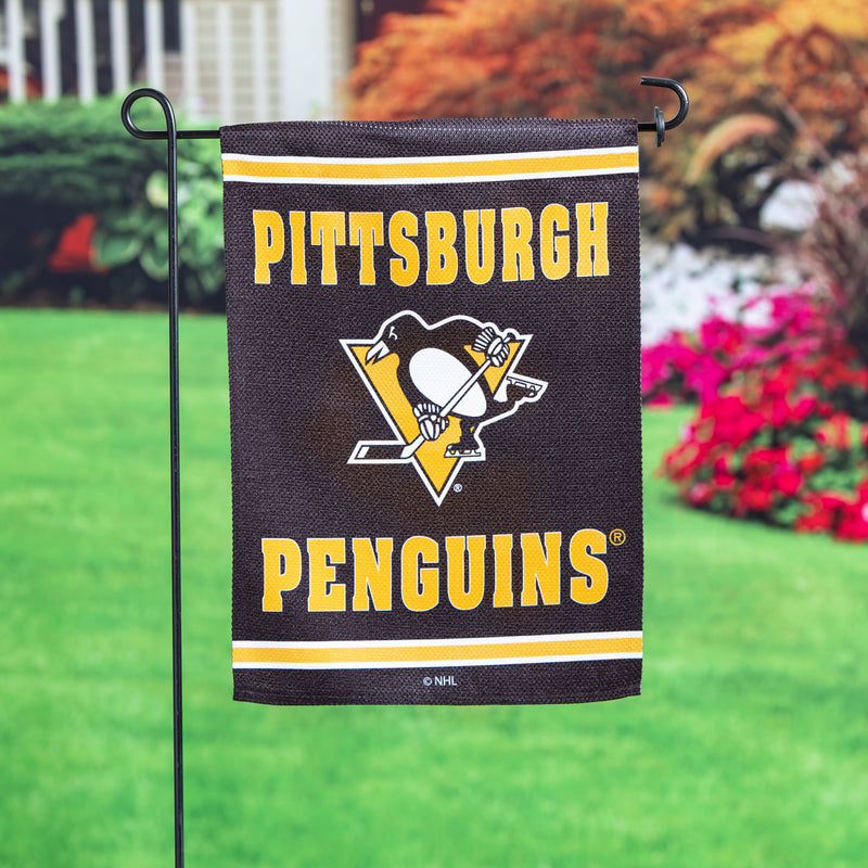 Evergreen Flag,Embossed Suede Flag, GDN Size, Pittsburgh Penguins,12.5x0.2x18 Inches
