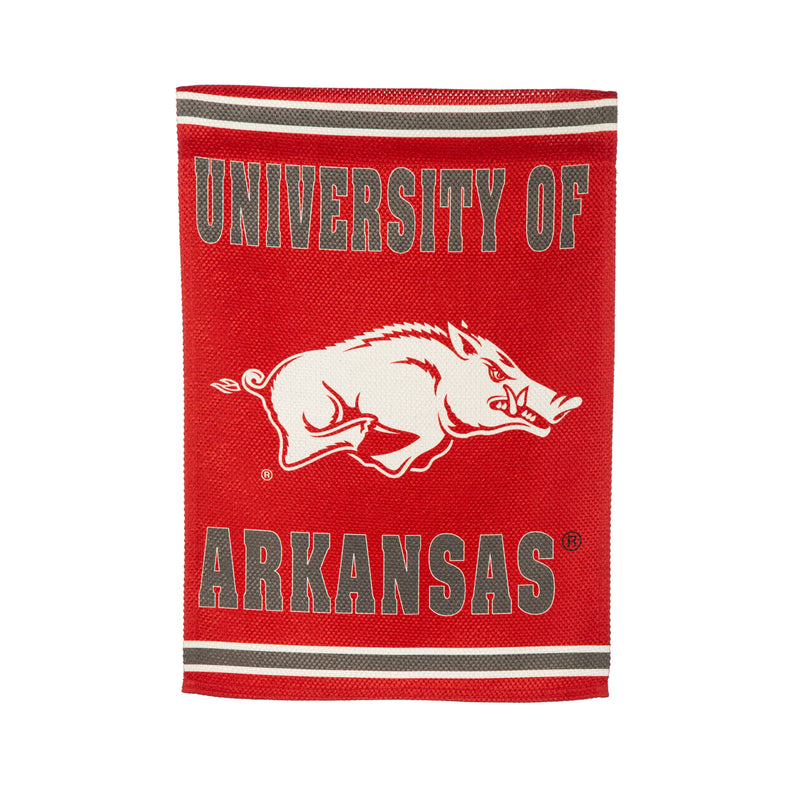 Evergreen Flag,Embossed Suede Flag, GDN Size, University of Arkansas,12.5x0.2x18 Inches