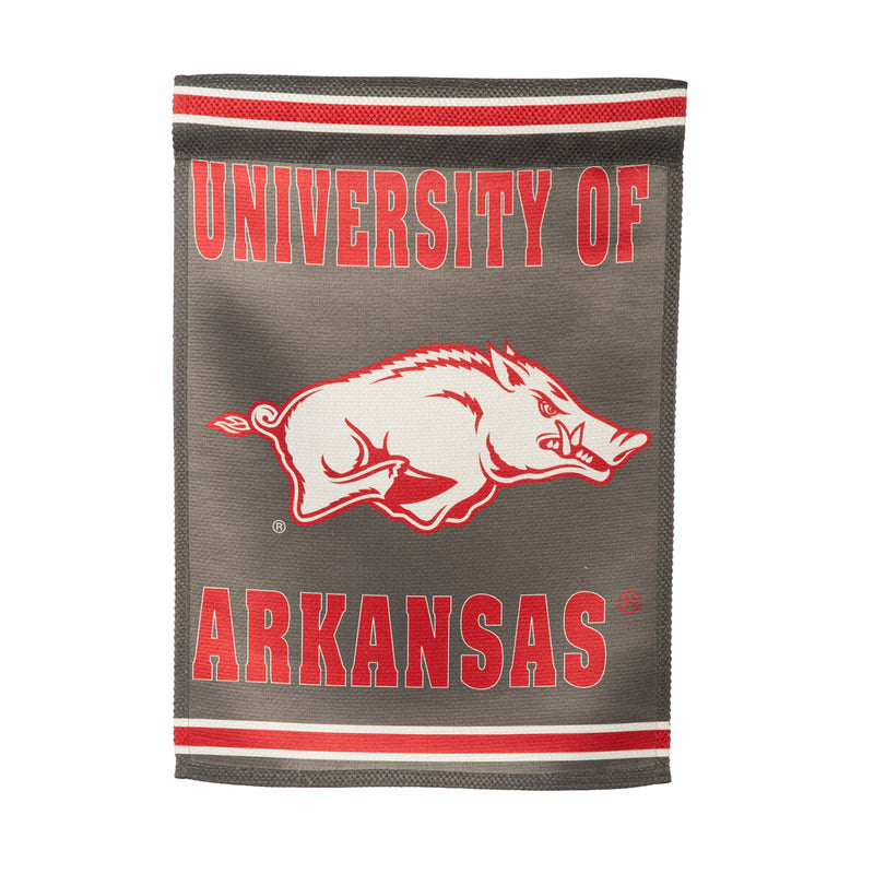 Evergreen Flag,Embossed Suede Flag, GDN Size, University of Arkansas,12.5x0.2x18 Inches