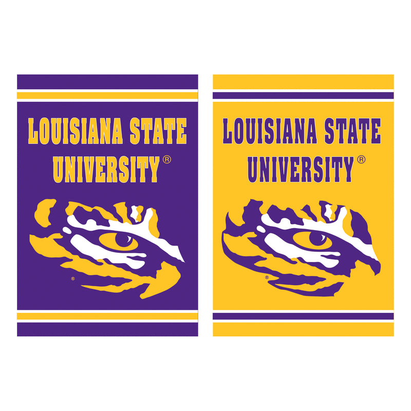 Evergreen Flag,Embossed Suede Flag, GDN Size, Louisiana State University,12.5x0.2x18 Inches