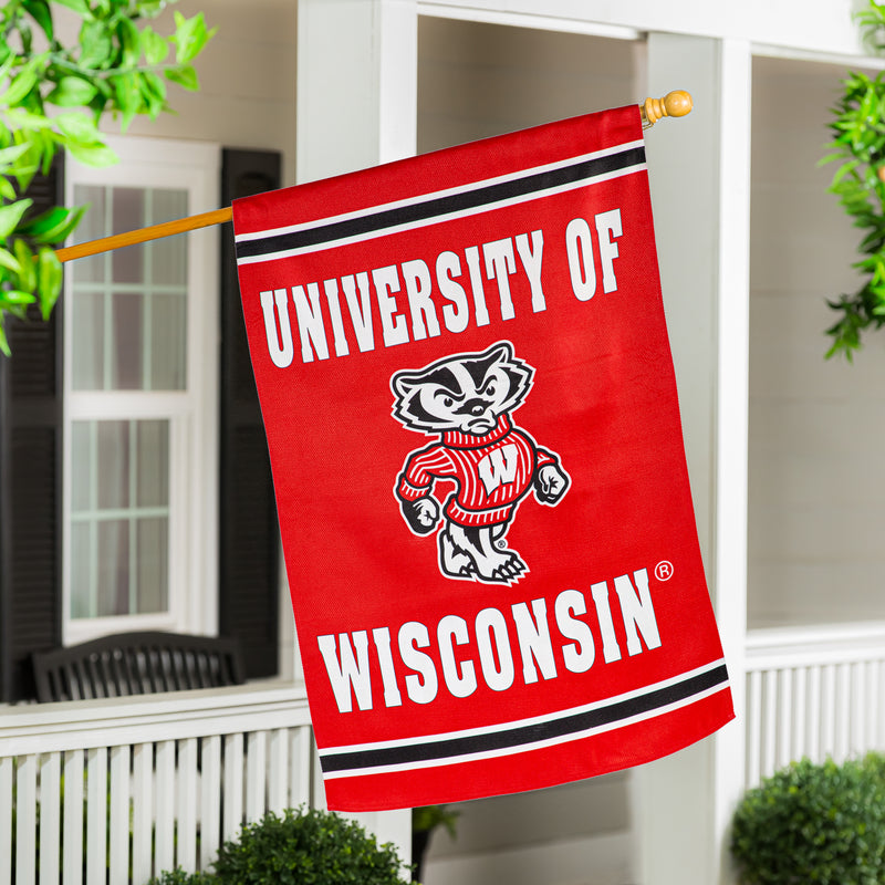 Evergreen Flag,Embossed Suede Flag, GDN Size, University of Wisconsin-Madison,12.5x0.2x18 Inches