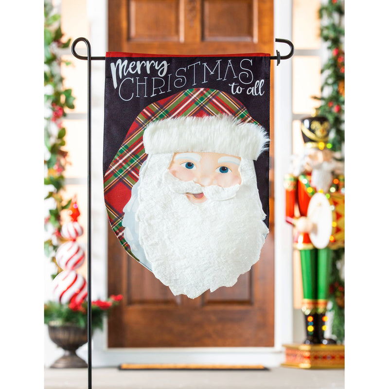 Merry Christmas Plaid Santa Garden Linen Flag,14l10028