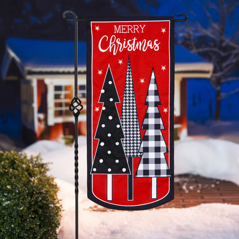Evergreen Flag,Christmas Tree Trio Everlasting Impressions Textile Decor,28x12.5x0.13 Inches