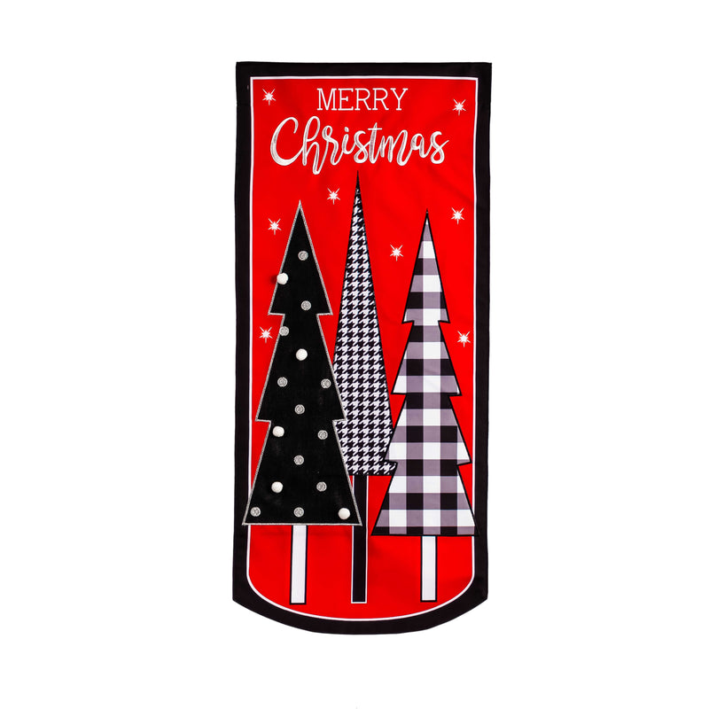 Evergreen Flag,Christmas Tree Trio Everlasting Impressions Textile Decor,28x12.5x0.13 Inches
