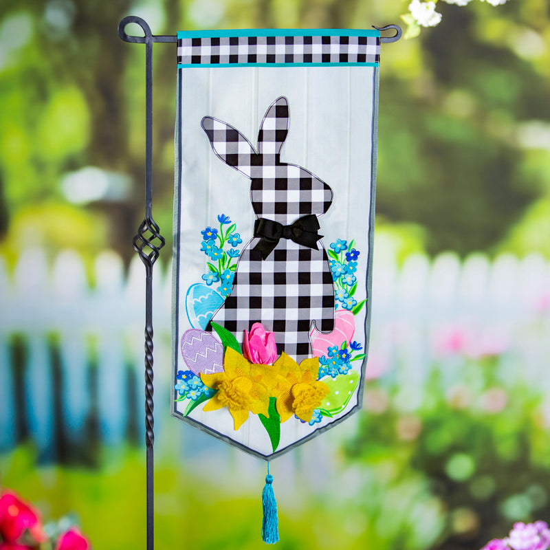 Evergreen Flag,Gingham Easter Bunny Everlasting Impressions Textile Decor,0.13x12.5x27.5 Inches