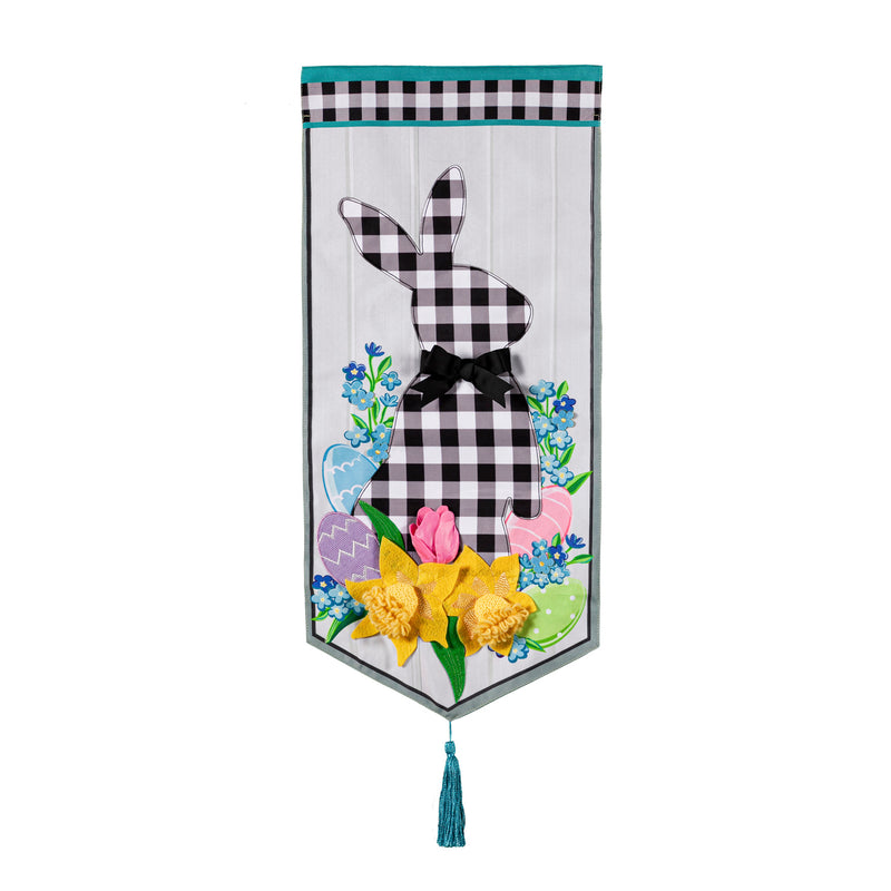 Evergreen Flag,Gingham Easter Bunny Everlasting Impressions Textile Decor,0.13x12.5x27.5 Inches