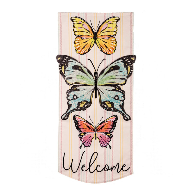 Evergreen Flag,Butterfly Fields Everlasting Impression Textile Decor,0.13x12.5x27.5 Inches