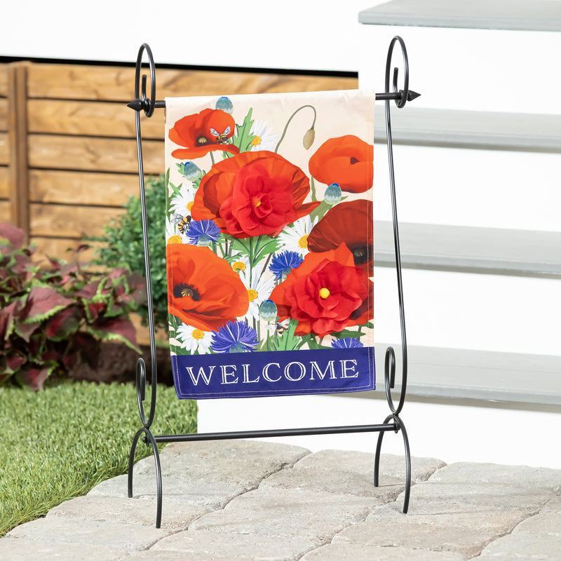 Evergreen Flag,Poppies Welcome Garden Linen Flag,0.2x12.5x18 Inches