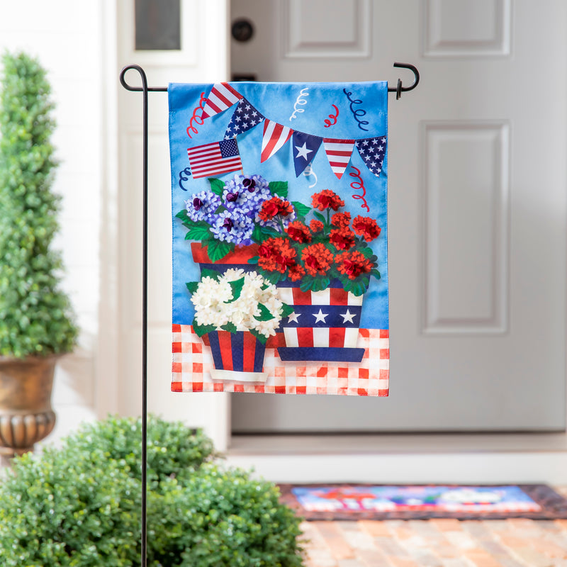 Evergreen Flag,Patriotic Flower Pot Garden Linen Flag,12.5x0.2x18 Inches