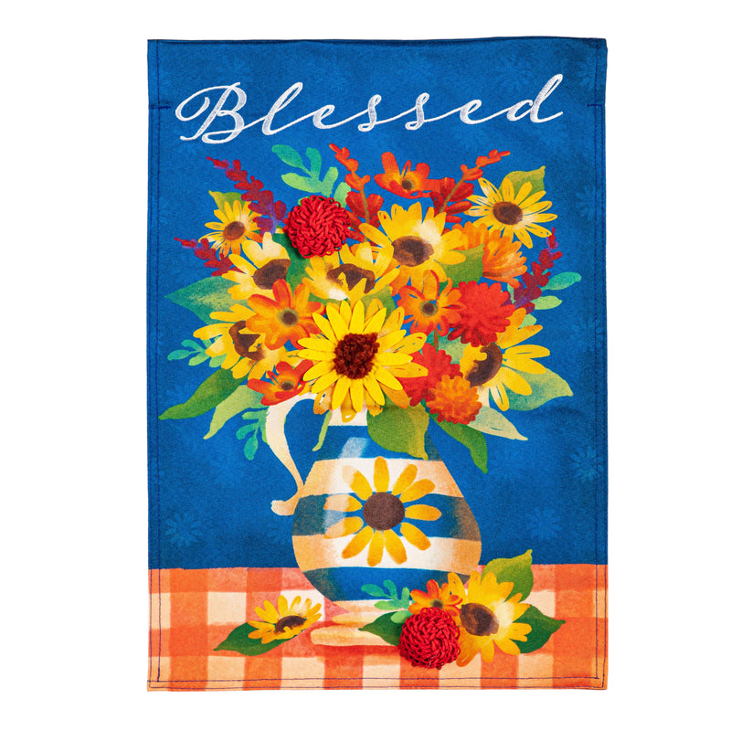 Evergreen Flag,Blessed Floral Arrangement Garden Linen Flag,18x12.5x0.2 Inches