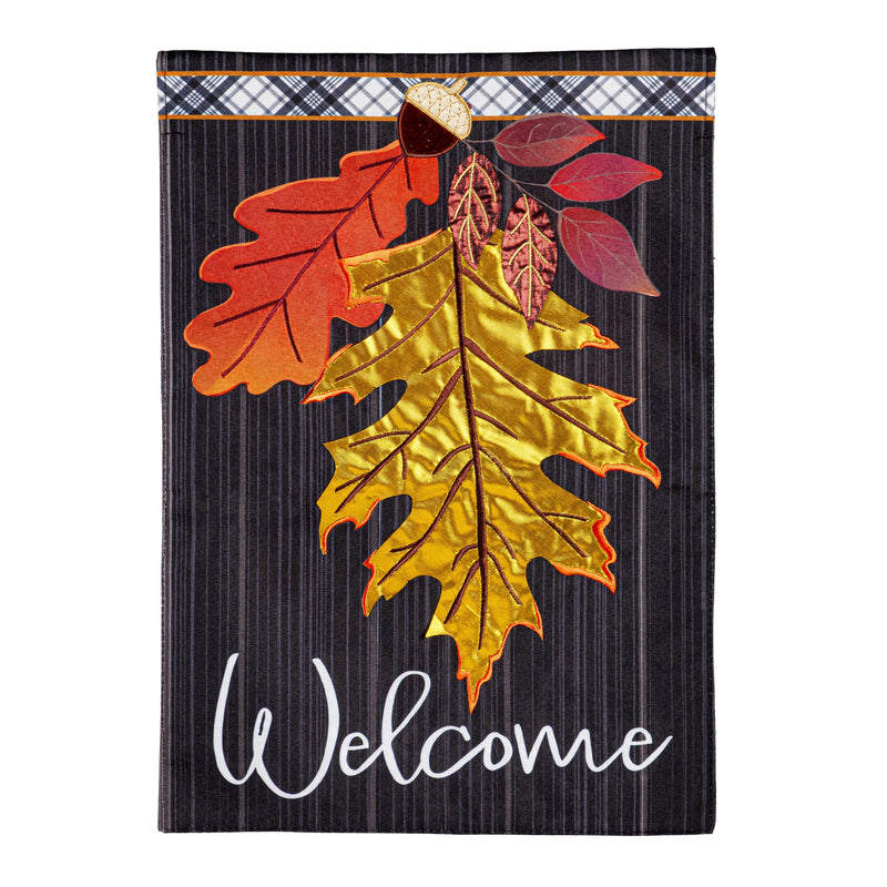 Evergreen Flag,Welcome Autumn Leaves Garden Linen Flag,12.5x0.2x18 Inches