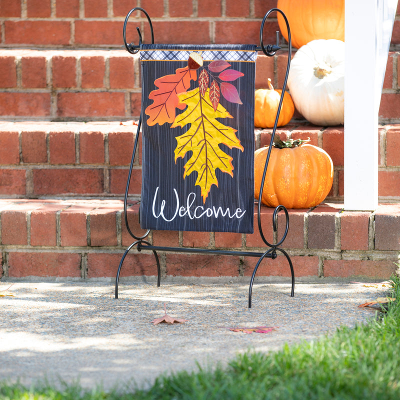 Evergreen Flag,Welcome Autumn Leaves Garden Linen Flag,12.5x0.2x18 Inches