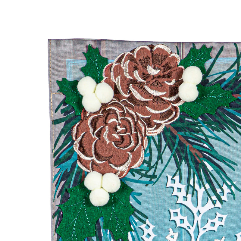 Evergreen Flag,Winter Wishes Snowflake Everlasting Impressions Textile Decor,12.5x0.13x28 Inches