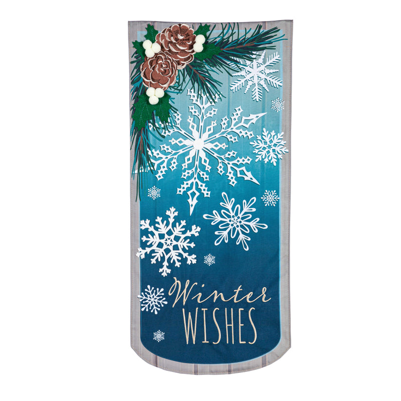 Evergreen Flag,Winter Wishes Snowflake Everlasting Impressions Textile Decor,12.5x0.13x28 Inches