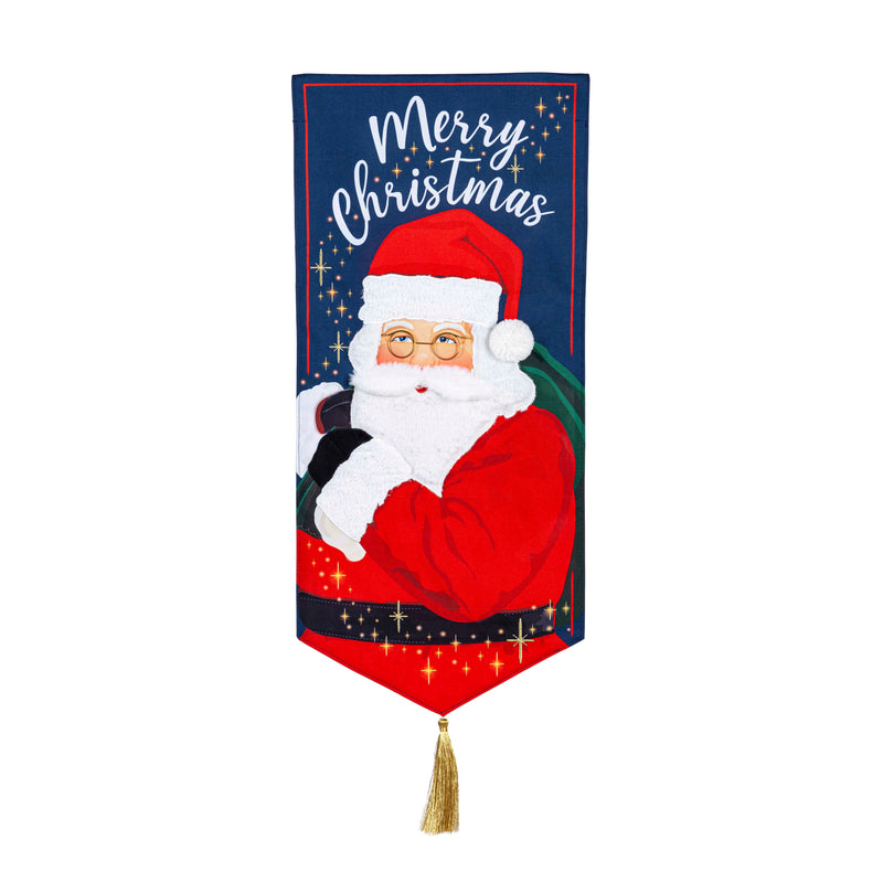 Evergreen Flag,Merry Christmas Santa Everlasting Impressions Textile Decor,12.5x0.13x28 Inches