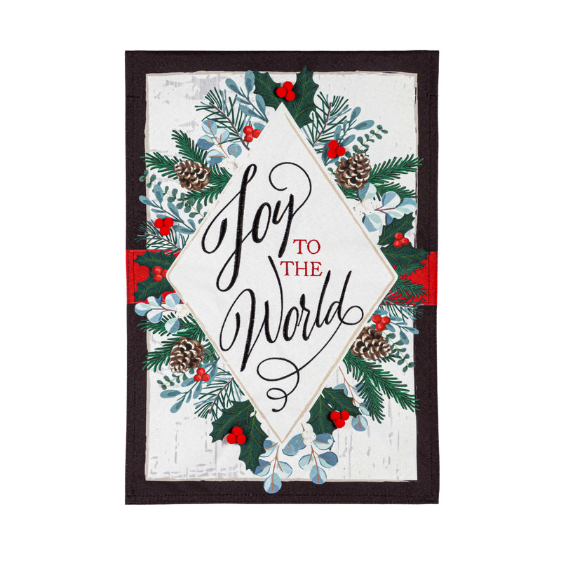 Evergreen Flag,Joy to the World Linen Garden Flag,12.5x0.2x18 Inches